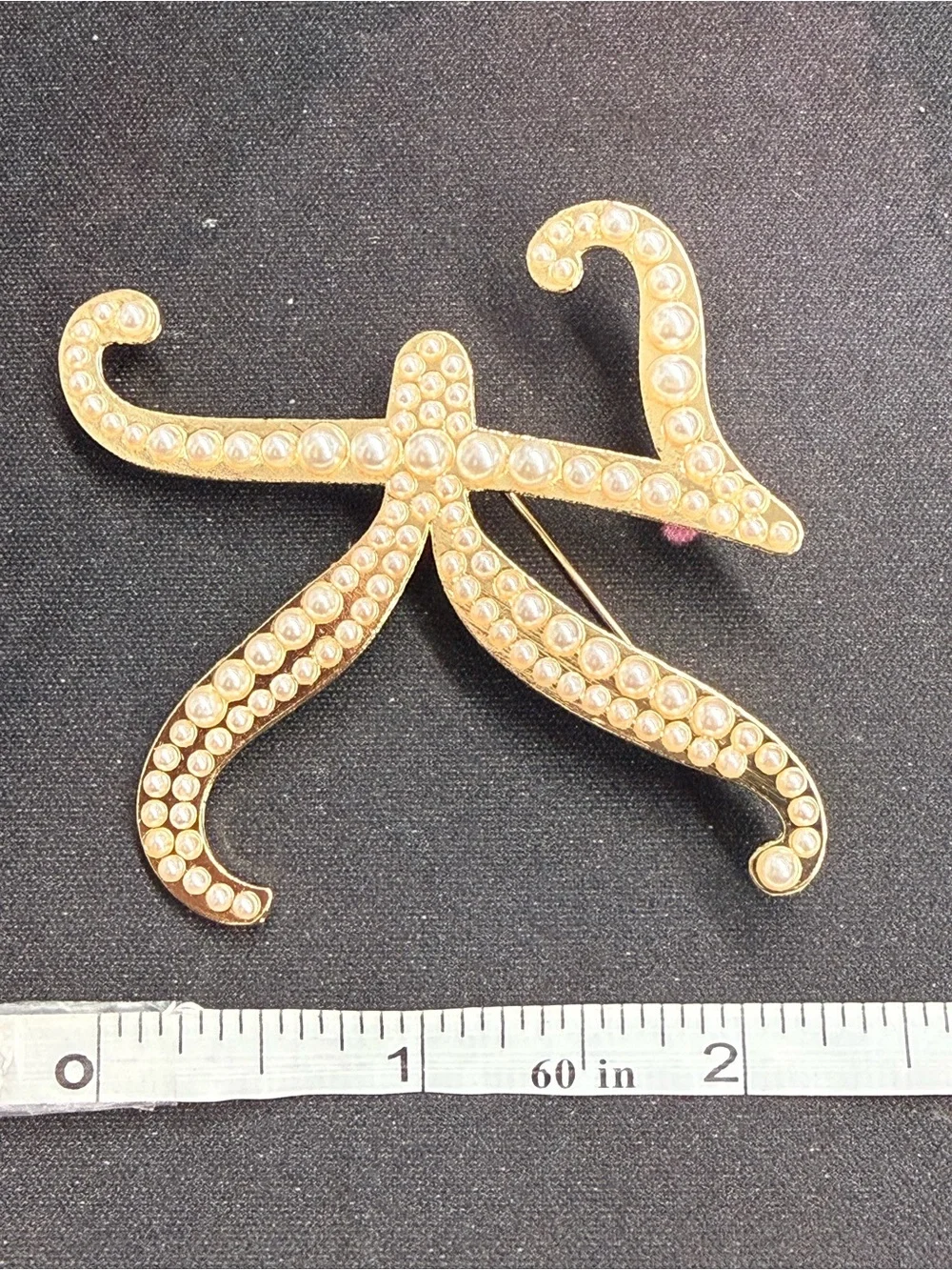 Gold Pearl-Accent 'K' Monogram Brooch - Women Jewelry